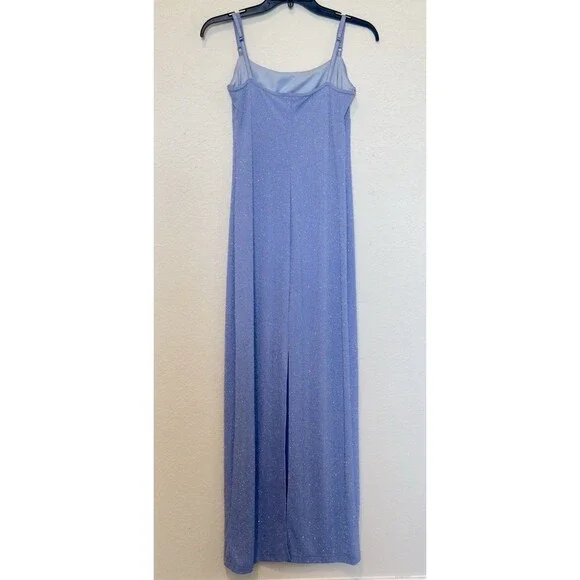 Y2K City Triangles Embellished Maxi Dress in Light Blue Size M USA Sparkly - Picture 4 of 10